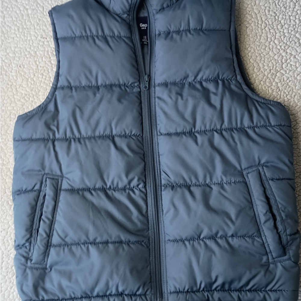 Gap Mens Puffer Vest XS Light Blue Full Zip Polyester Jacket Sleeveless